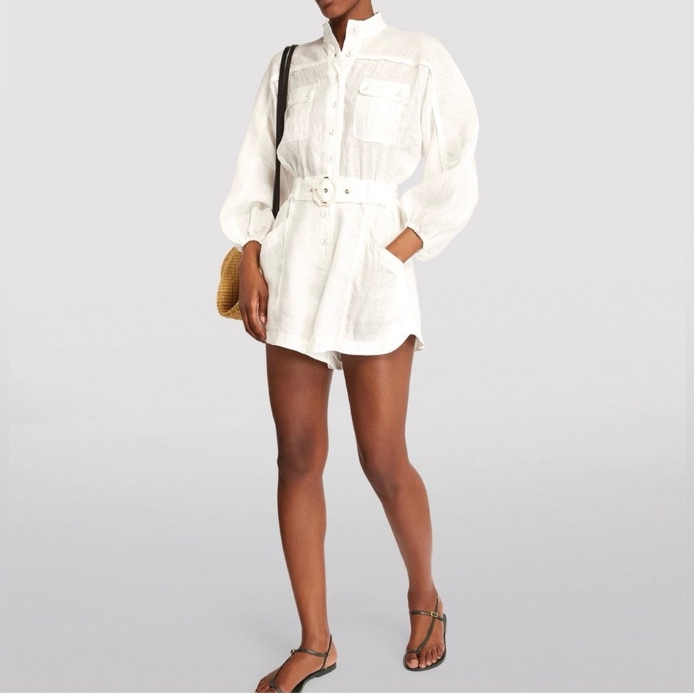 Zimmermann Anneke belted linen romper. Worn two times and dry cleaned!